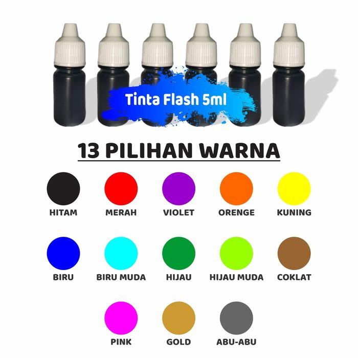 

New Tinta Stempel Flash 5ml - 13 Pilihan Warna Khusus untuk Stempel - Hitam Merah Violet Orange