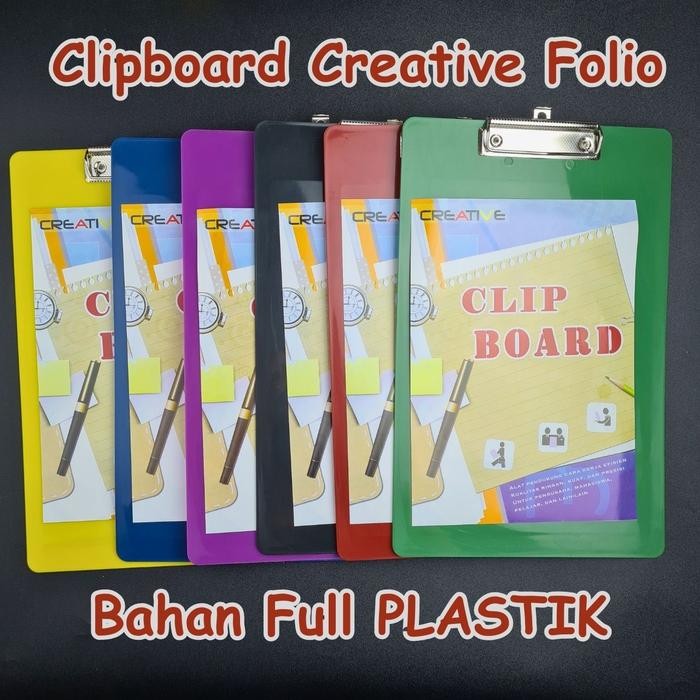 

New Papan Jalan / Clipboard Creative / Alas Ujian / Papan Ujian / Merek Creative / Folio / Plastic /