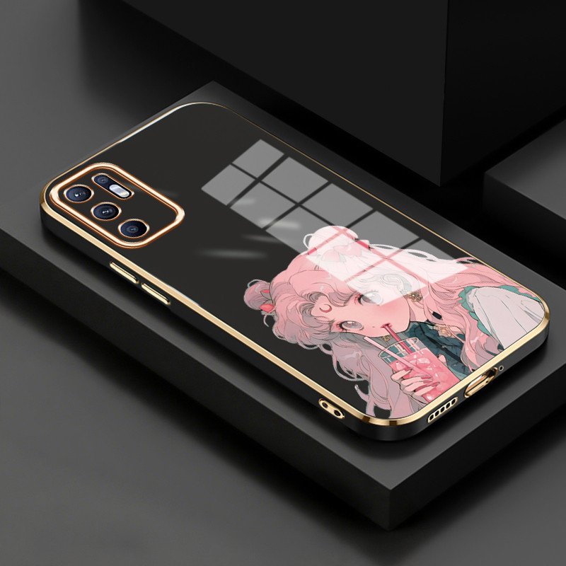 Casing Untuk OPPO Reno 6 4G Reno 6 5G Case Casing HP Kasing pola Gadis lucu Kesing Silikon Softcase 