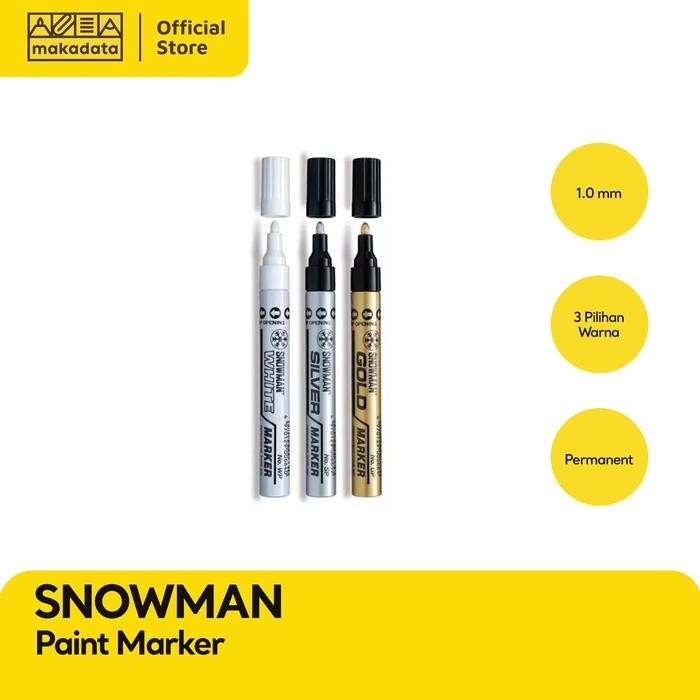 

New PERMANEN MARKER SPIDOL PERMANEN PUTIH / GOLD / SILVER SNOWMAN BESAR