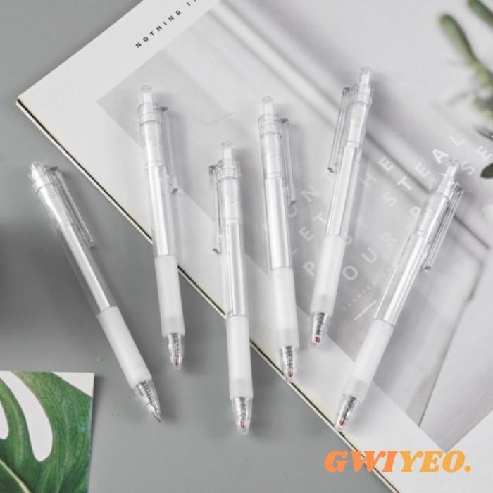 

New Pena Gel Mekanik 0.5mm White Minimalist Aesthetic Pen