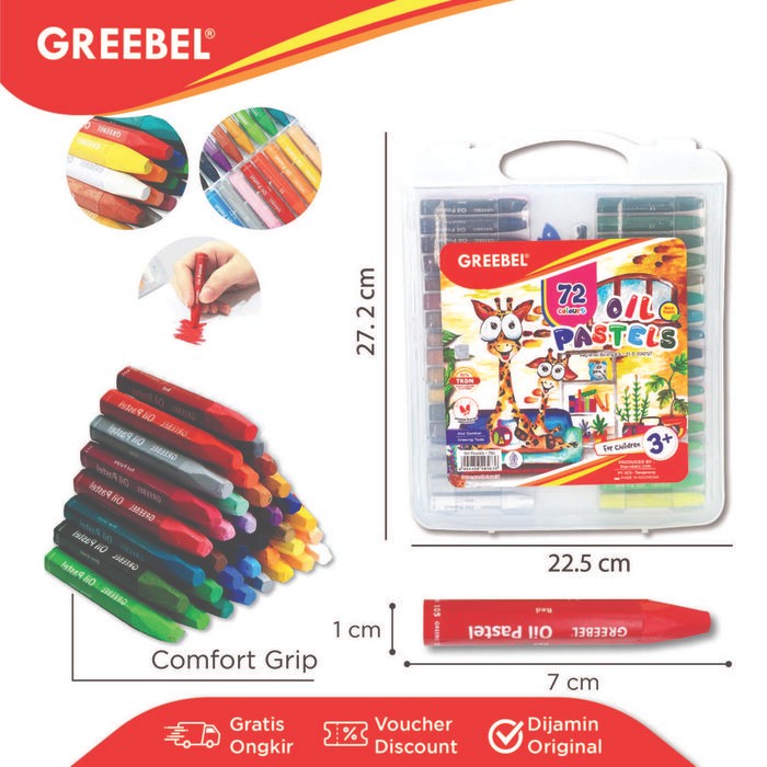 

Krayon Greebel Kids Oil Pastel Crayon 72 Color/ Warna