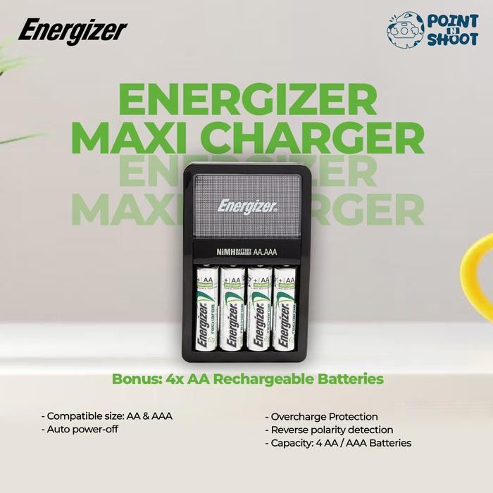 Energizer MAXI - Charger Baterai AA / AAA + Batre Rechargeable AA 4pcs Ori