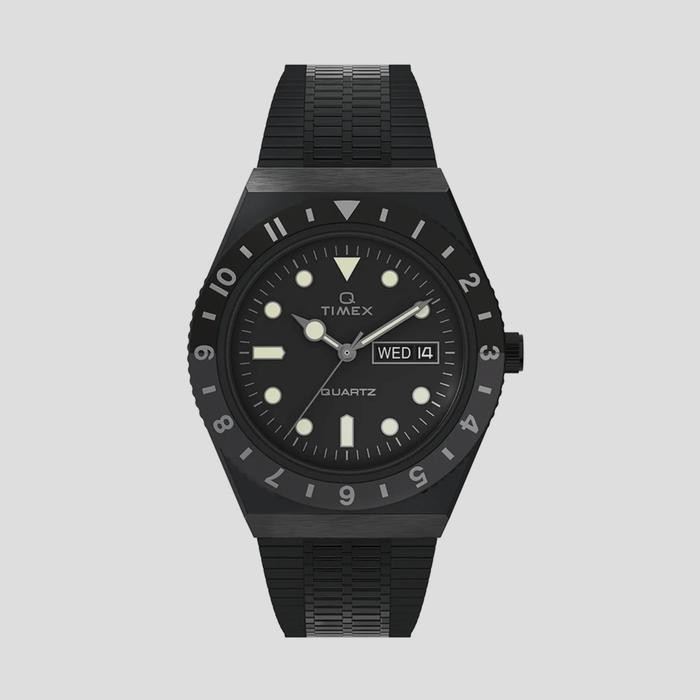 Timex Q Reissue Diver Watch All Black Steel Bracelet TW2U61600