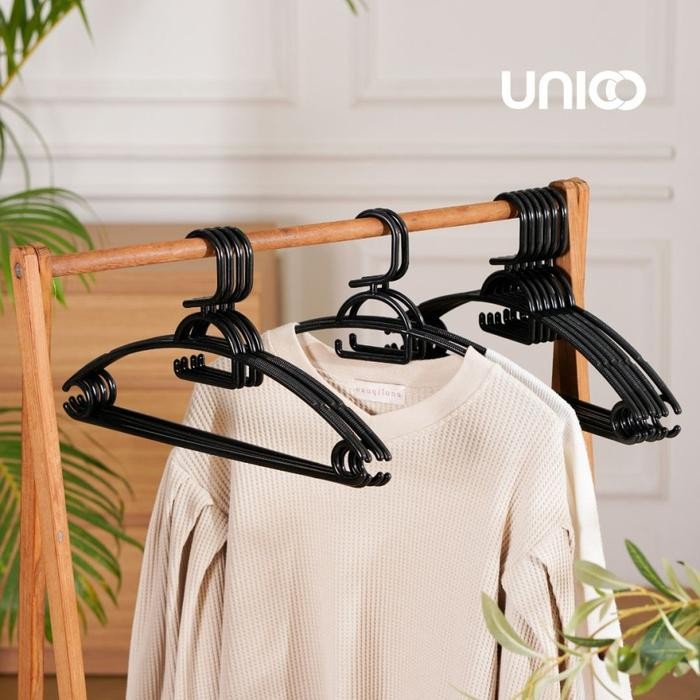 Indokurnia Homeliving - Union X Unico Vaskertoj Hanger 2.0 Lengkung 12 Pcs Gantungan Baju Plastik
