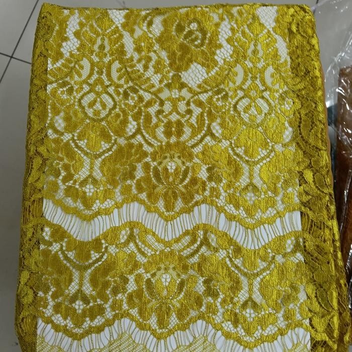 BAHAN KEBAYA BRUKAT SAINT LAURENT WARNA KUNING LEMON