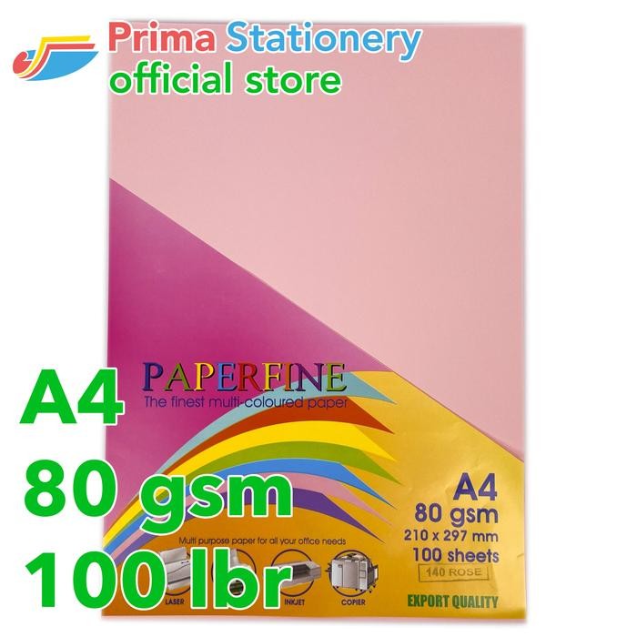 

HOT PROMO Paperfine Kertas HVS Warna A4 IT 140 Rose isi 100 lbr [TC]