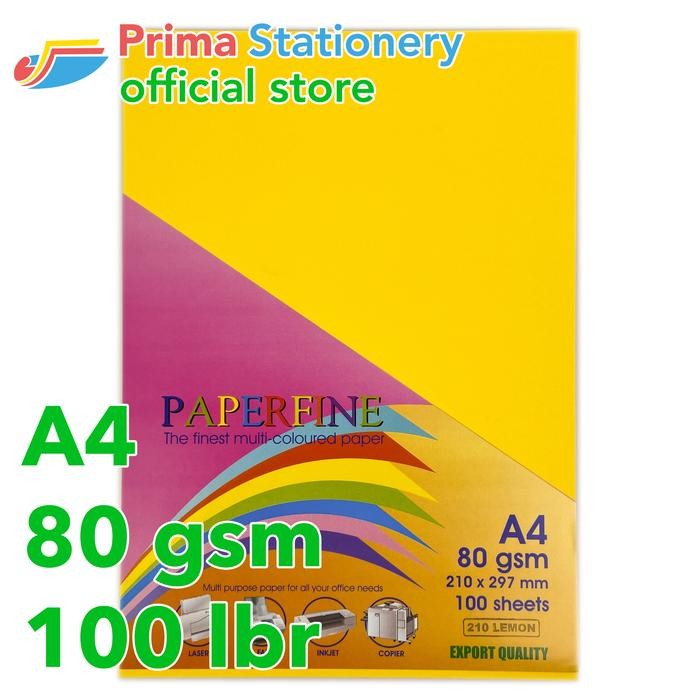 

TERMURAH Kertas HVS A4 Paperfine Isi 100 lbr Warna Lemon