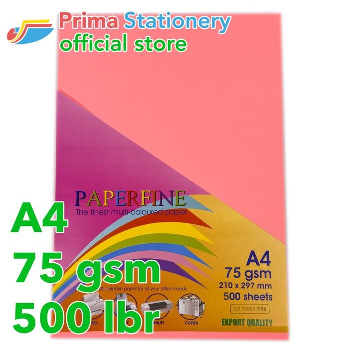 

DISKON Paperfine Kertas HVS Warna A4 IT 342 Cyber Pink Rim isi 500 lbr [TC]