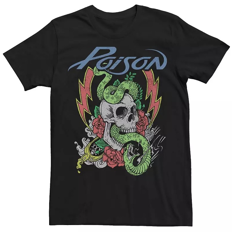 Kaos Poison Snake Skull Rose Neon Logo Katun CrewNeck Unisex Pria Wanita