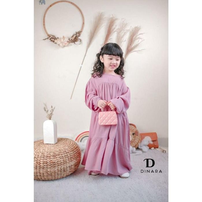 Dinara Aisha - Gamis Anak Perempuan [Size 1 - 5 Tahun] Baju Dress Kaos Tunic Dres Cewek Muslim