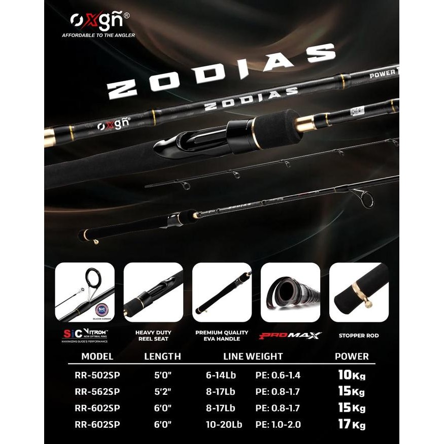 Rod Spinning Oxgn Zodias Solid Carbon