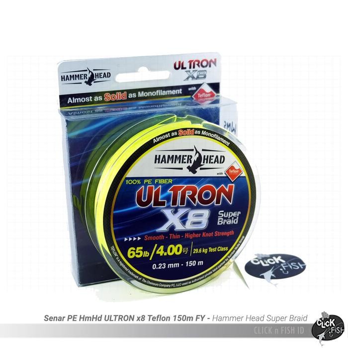 Senar Pe#4.0 Hammerhead Ultron X8 65Lbs/0.23Mm - 29.6Kg F Yellow -150M