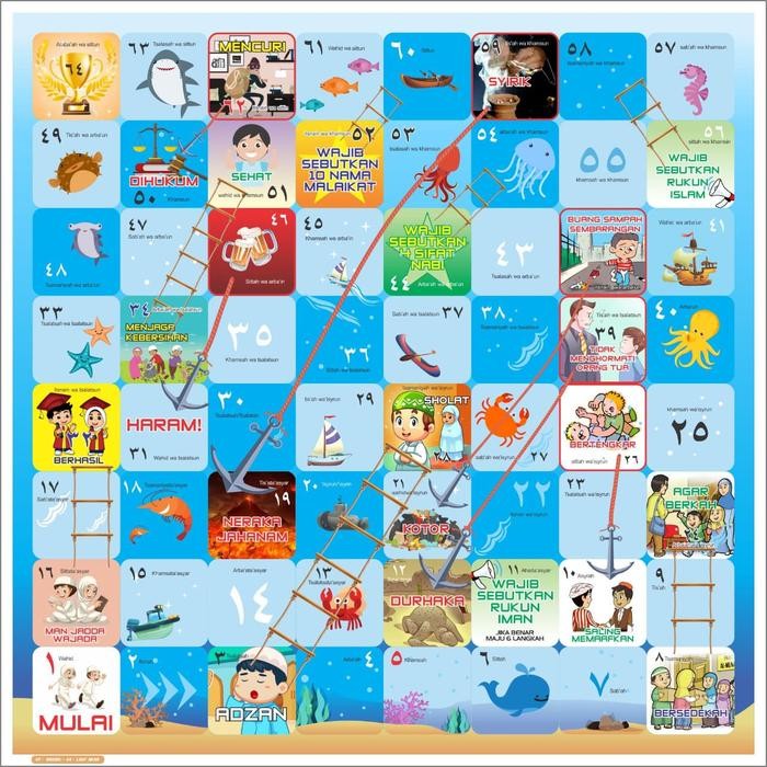 Permainan Ular Tangga Jumbo Raksasa Tema Anak Soleh Muslim Laut Arab