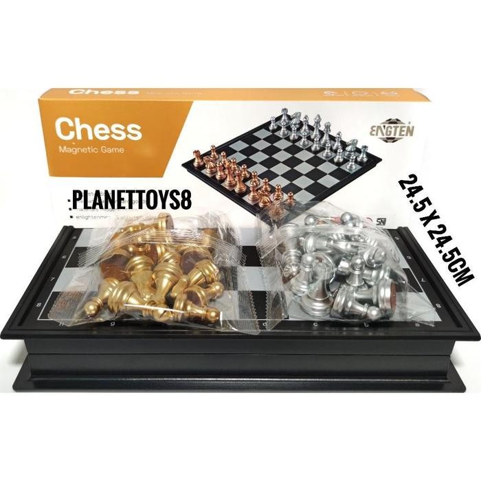 Catur Magnet Emas Perak Gold Silver Lipat Chess Folding Magnetic Board Game Varian