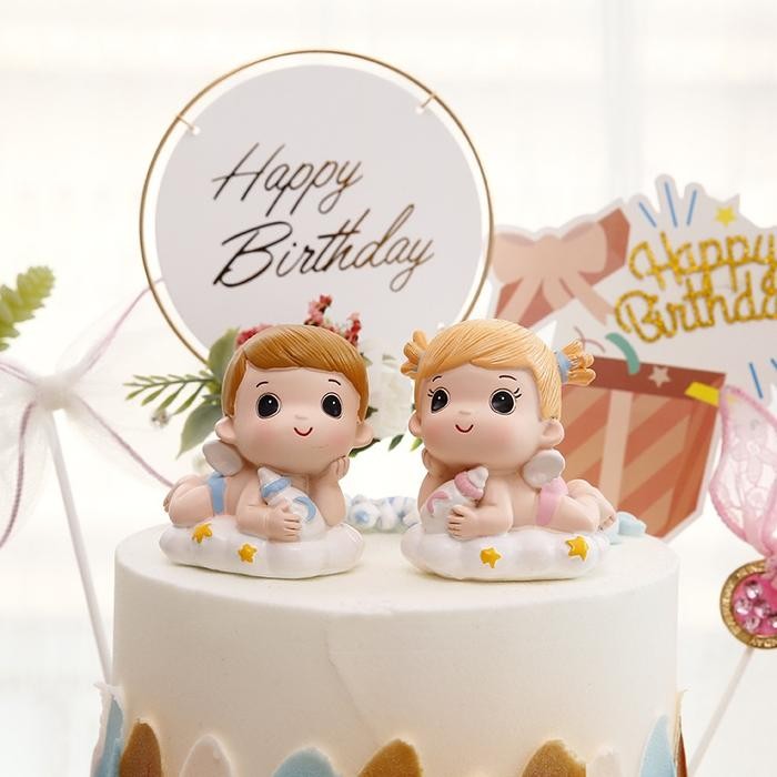 Topper Cake Figure Cute Baby Girl Boy 1 Month / Hiasan Kue Bayi Lucu