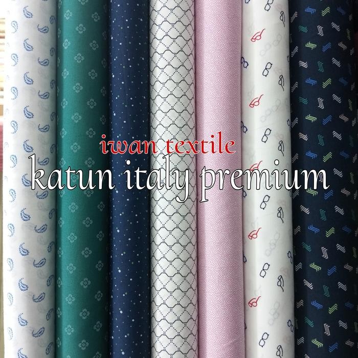 V02D Kain Katun Italy Bahan Kemeja Koko Gamis Blouse Kain Katun Motif Impor