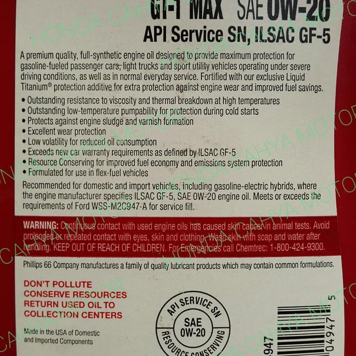 Oli Kendall GT-1 Max 0w20 Full Synthetic