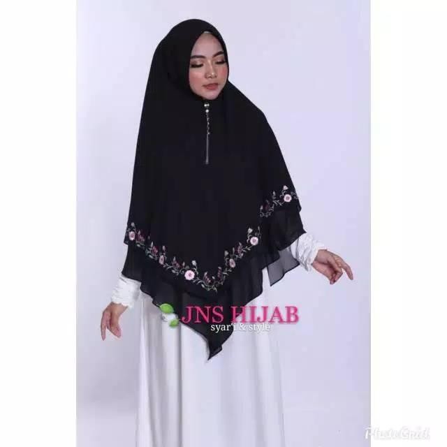 Ceruti Jumbo 2 Layer Hijab Syari Narnia Bordir Keliling ORI JNS