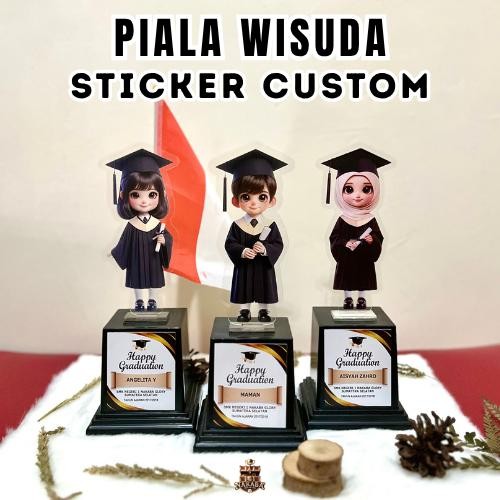 

New Piala Akrilik Wisuda Sticker Custom Plus Tatakan Kelulusan Paud Tk Sd Smp Sma Hadiah & Souvenir