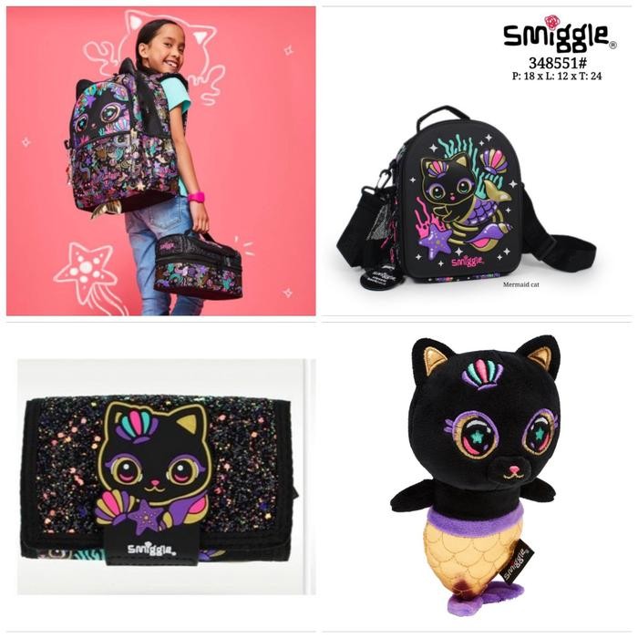 Sale Ready Stok Smiggle Backpack, Lunch Bag, Wallet Hey Black Cat/Kado Tas