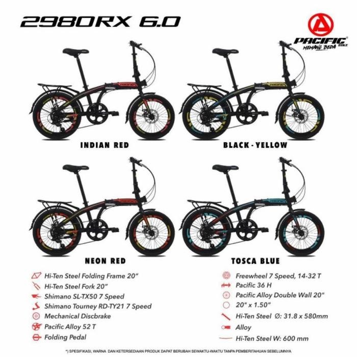 sepeda lipat pacific 2980 rx 6.0 shimano 20 inch