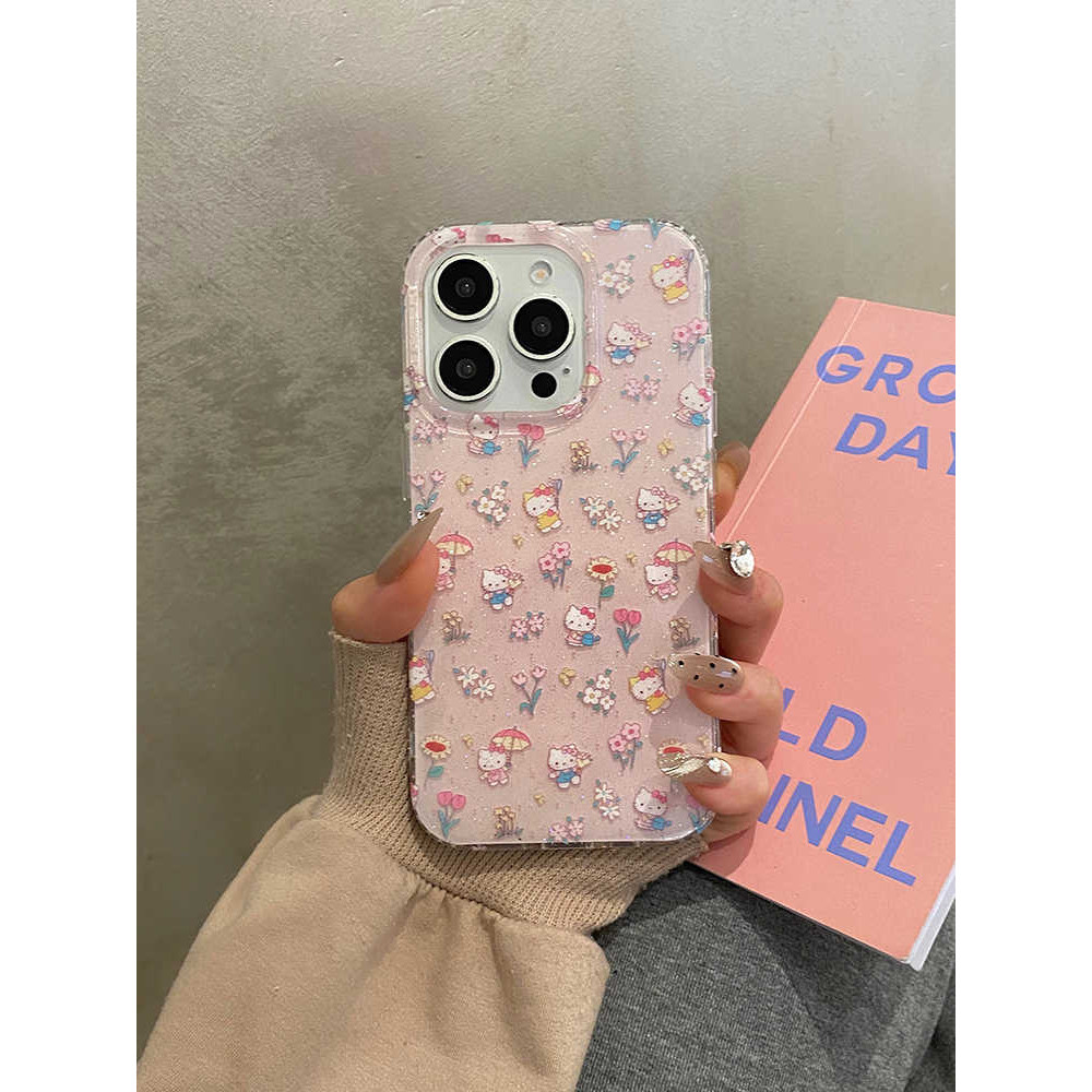 Halo Kitty Layar Penuh Lucu Bunga Casing Infinix  Smart 10 Plus Note 50 Pro Tecno Spark GO2 Camon 40