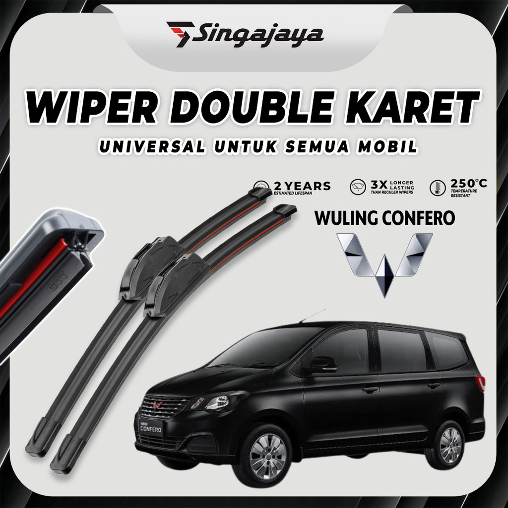 Wiper Mobil Wuling Confero Double Karet Pembersih Kaca Depan Mobil 1 Set Kanan dan Kiri