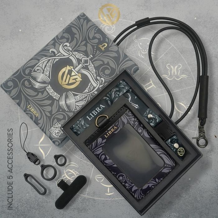 

promo nametag holder lanyard faux leather pu premium - multifungsi foto real pic