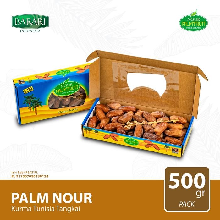 

NATURE- Palm Nour Kurma Tunisia Tangkai 500Gr Premium Dates High Quality Tekstur Kering Dan