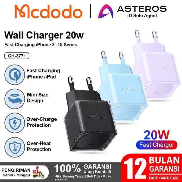 Mcdodo Kepala Charger Iphone 11 12 13 14 Pd Type C Fast Charging 20W