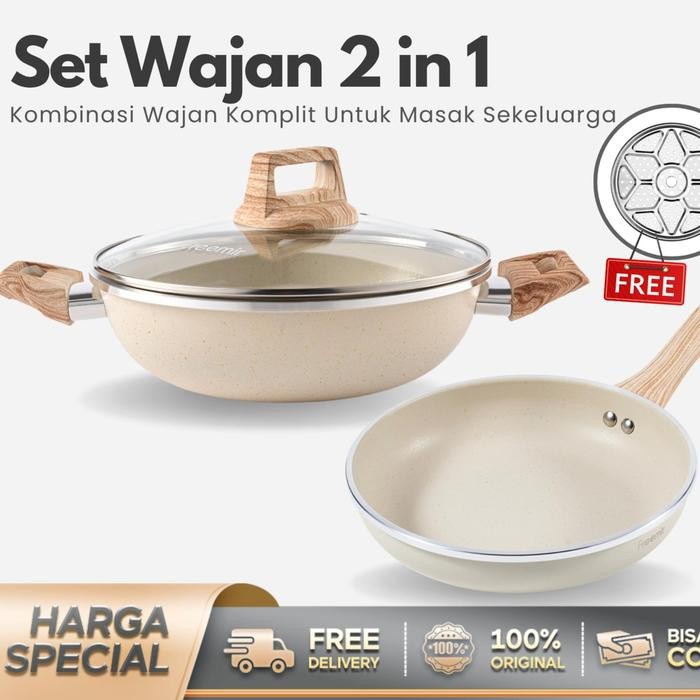 [Special Crehom] Paket Wajan 24 Cm Wajan Anti Lengket Set Wajan Persiapan Idul Adha Granit Premium