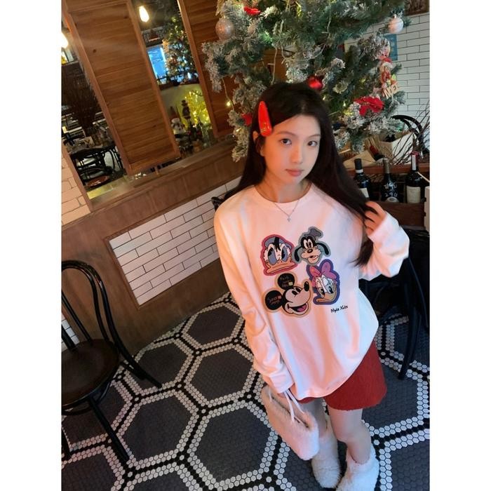 Kaos Lengan Panjang Wanita Mickey Mouse & Friends 100% Cotton