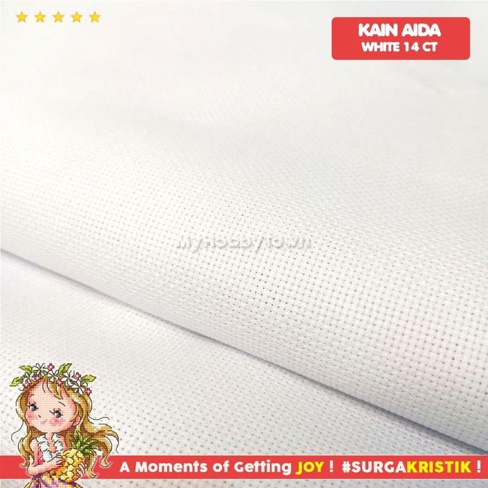 

Kain Kristik Aida 14ct White Putih Lebar 150 cm