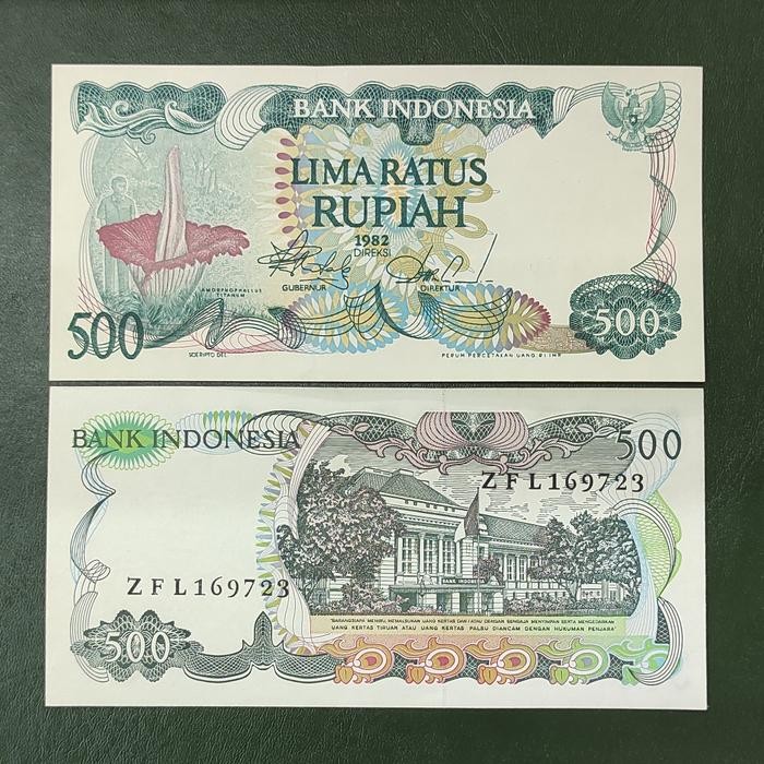 Uang Kuno Indonesia Rp 500 Bunga Bangkai Tahun 1982 Asli Asli