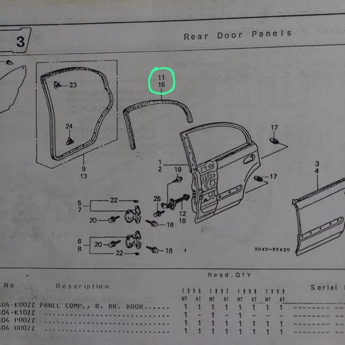 Jual Karet Kaca Pintu Dalam Honda Civic Ferio 1996-2000