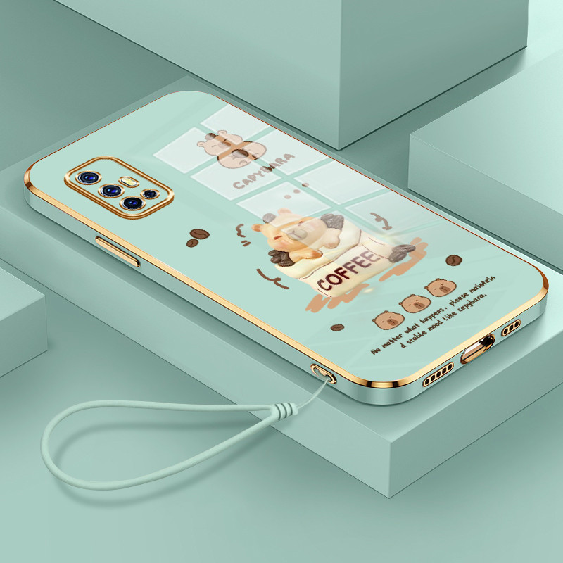 Casing Hp Untuk VIVO V17 V19 Neo V19 Case Casing pola Kopi dan kue Kesing HP Cesing tali berlapis Ka