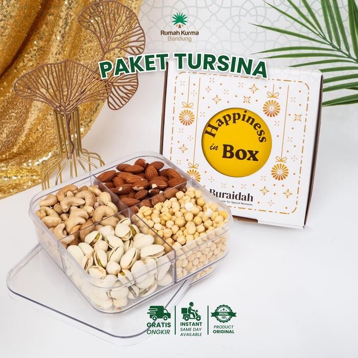 

Hampers Aneka Kacang Paket Tursina (Kacang Arab - Mete - Pistachio - Almond) Organik Cemilan Food