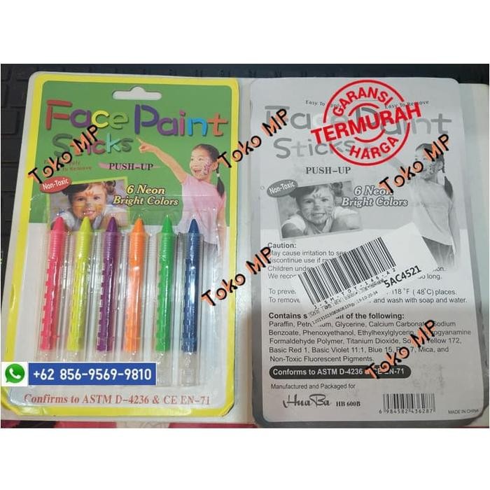 

Face Paint Stick - Crayon Lukis Wajah (6Pcs)-Neon Bright