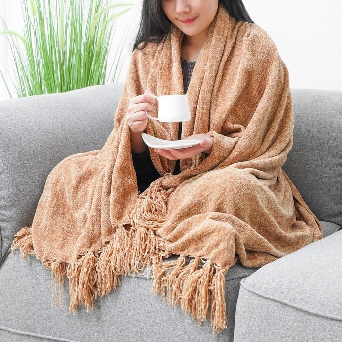 130X150 Cm Selimut Throw Caitlyn - Cokelat Informa