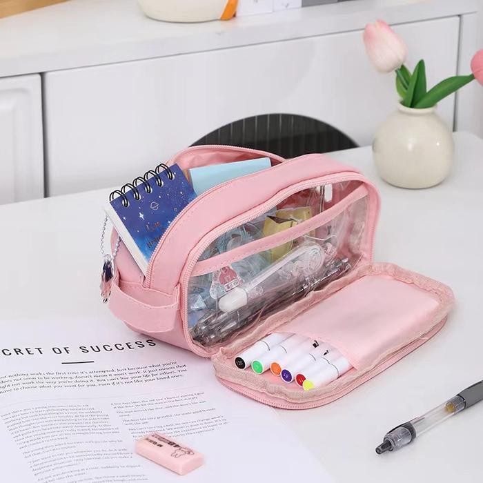 

Ready Eeghrerr Pencil Cases Large Capacity Pencil Bag Tas Pena Tempat Kotak Pensil Aesthetic Ori!!