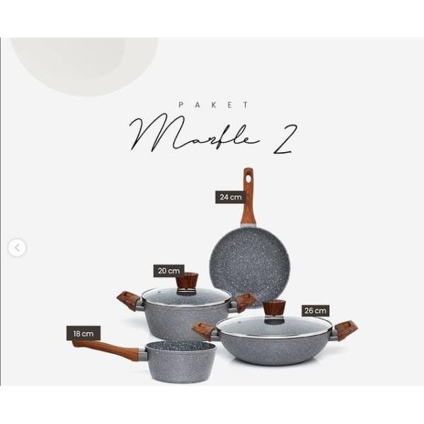 Cypruz Wajan Set Keramik Anti Lengket Panci Set Murah Marble Lengkap