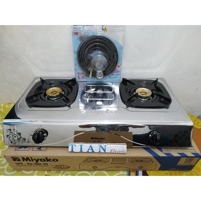 MIYAKO KG-502SS Kompor Gas 2 Tungku + (Selang & Regulator Miyako)