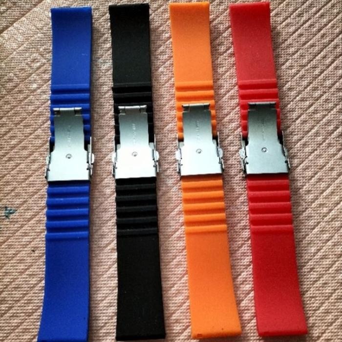 Tali Strap Rubber Silicone Clasp Folding Smartwatch Seiko Rolex Import Ori Original Asli