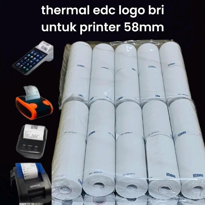

100pcs kertas struk kasir thermal logo bank bri 58/57x30mm full tanpa tulang