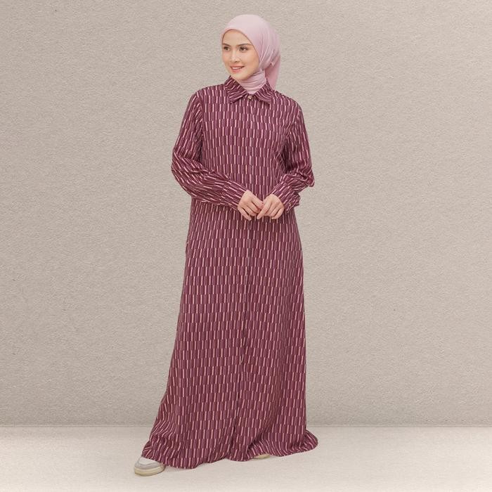 TERLARIS DOA - Alzeina Dress Burgundy - Dress Muslim Wanita READY STOCK