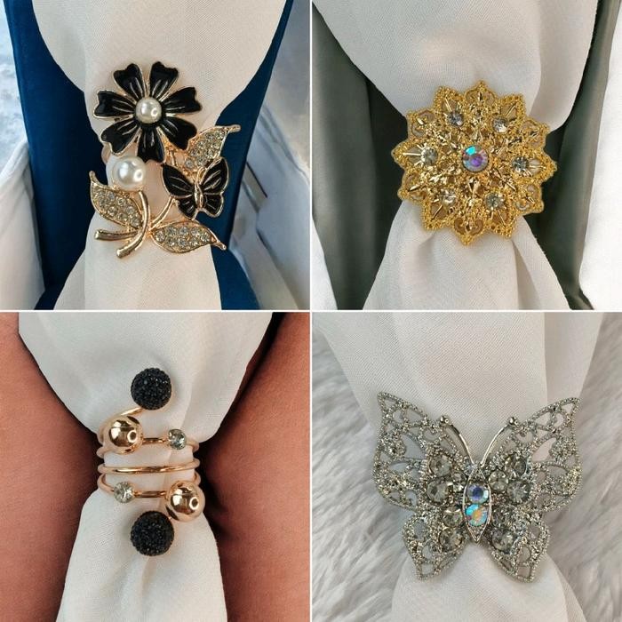 ORIGINAL 4 pcs BROS RING Cincin Kolong Premium Bisa Pilih dan Gold Pin Hijab Bros Jilbab Kerudung