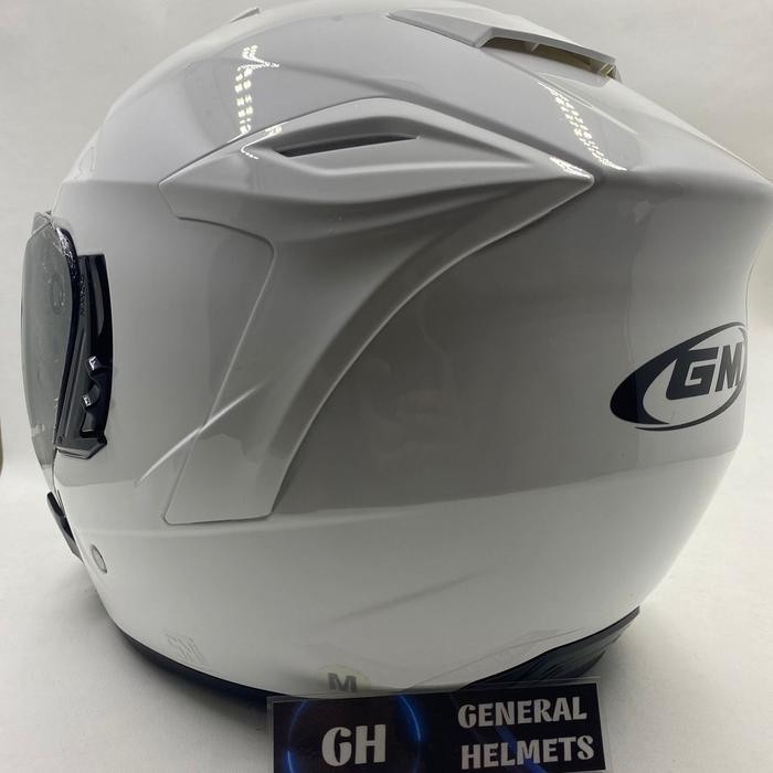 ORIGINAL HELM GM FURY SOLID WHITE PUTIH DOUBLE VISOR HALF FACE READY STOCK