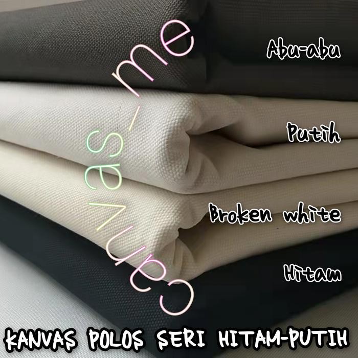 Pilihan- Kain Kanvas Polos Seri Hitam Putih