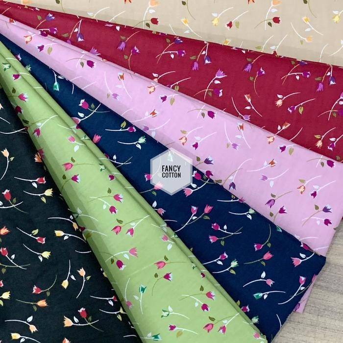 Pilihan- Kain Katun Jepang Motif Bunga Tulip Sedang Fancy